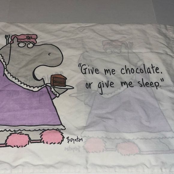 VTG Boynton doublesided pillowcase Martex Give Me Chocolate or give me sleep Hip - Picture 4 of 8
